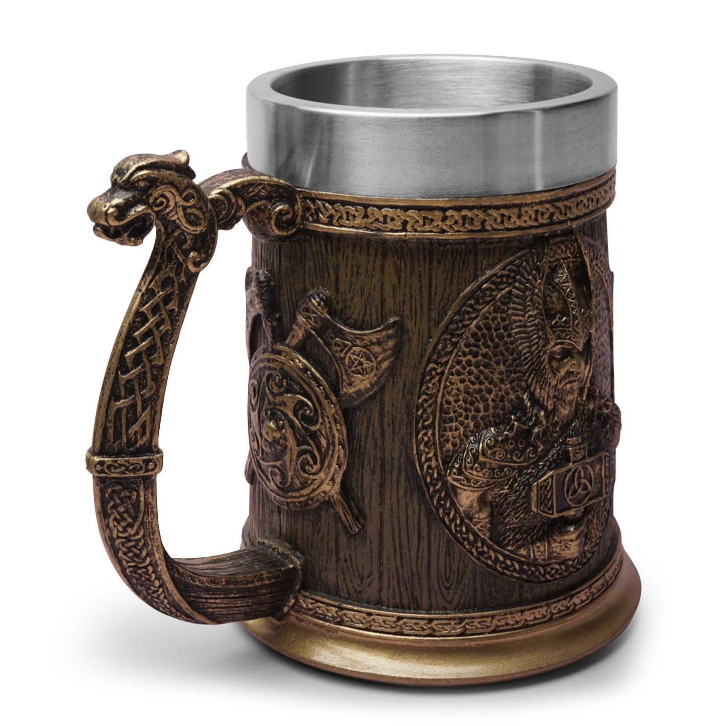 Vajilla personalizada Viking acero inoxidable forro calavera copa de vino resina