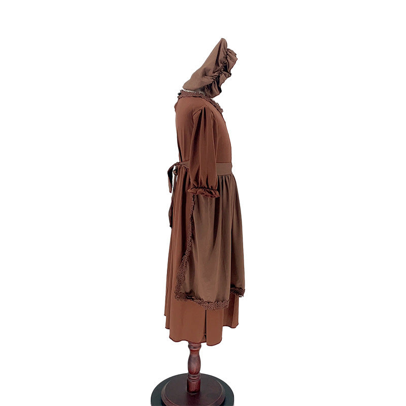 Costume civil médiéval pour enfants, colonie européenne, vêtements de cosplay pauvres, costumes de performance pour vieille grand-mère