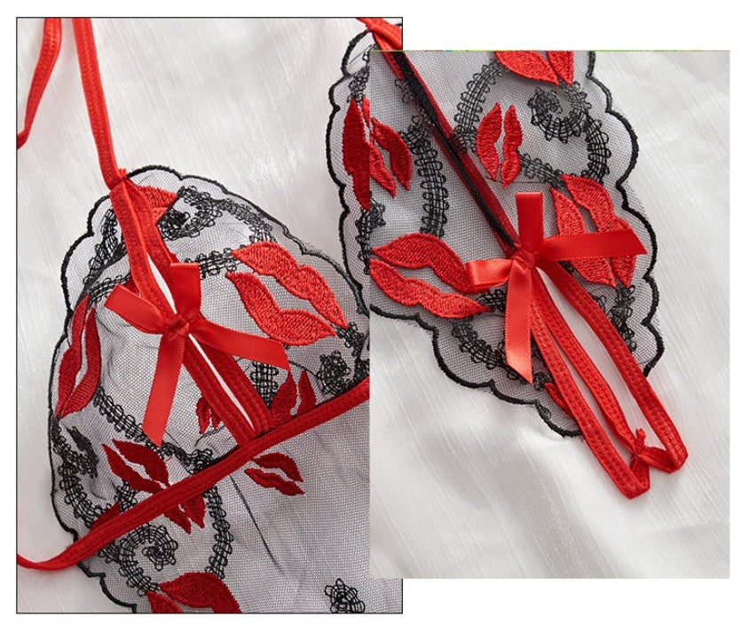 Fashion Underwear Mesh See-through Stitching Lingerie Kisses