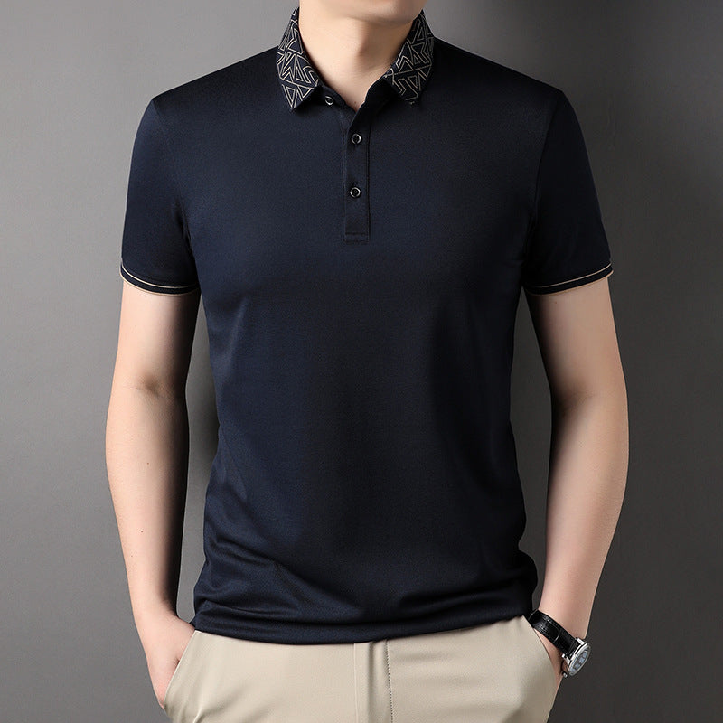 T-shirt homme col polo couleur unie fin