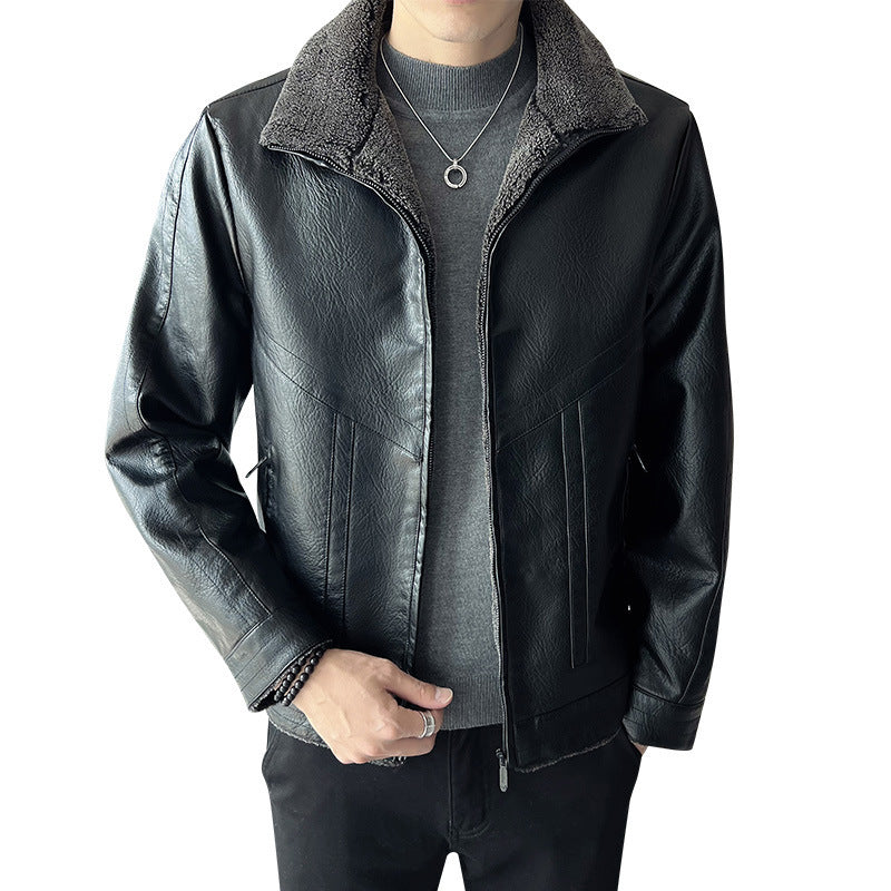 Vestes en cuir rembourrées en velours style Hong Kong pour hommes, grandes tailles