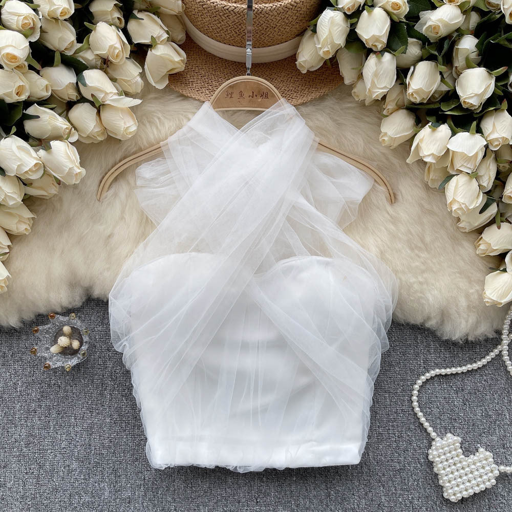 Haut tube slim en maille nouée au niveau du nombril pour femme