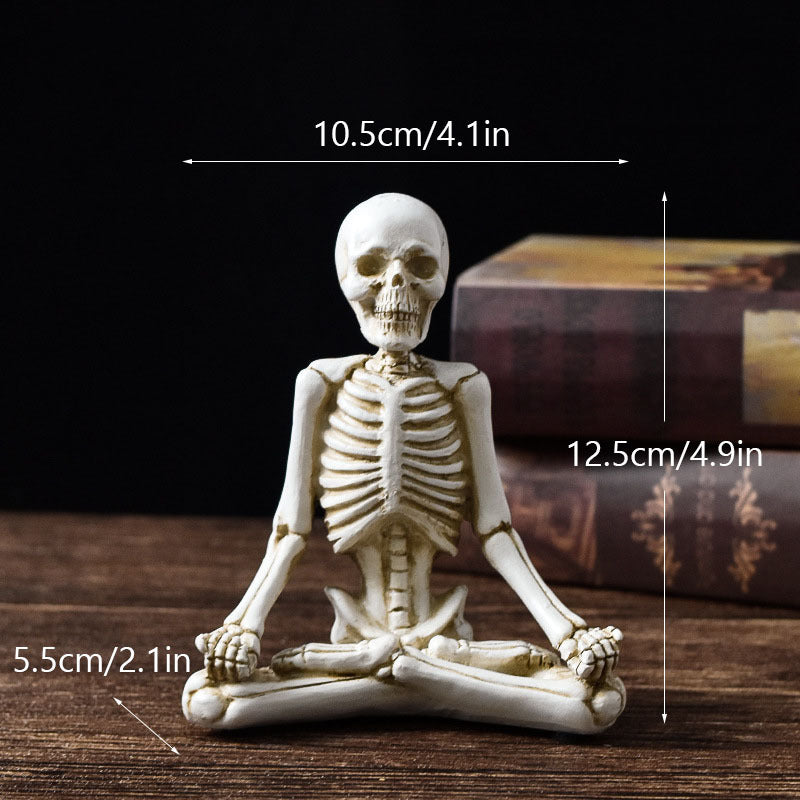 Adornos de resina para decoración de escritorio de terror de Halloween, modelado de características, esqueleto de calavera de yoga