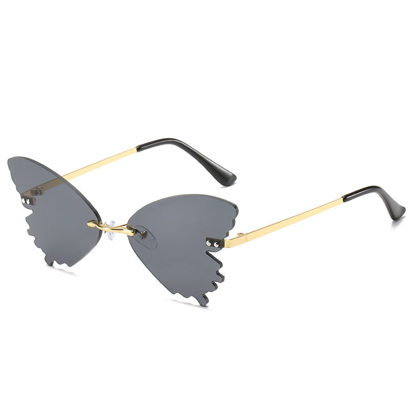 Lunettes de soleil papillon sans monture, lunettes de soleil amusantes pour la prise de vue dans la rue
