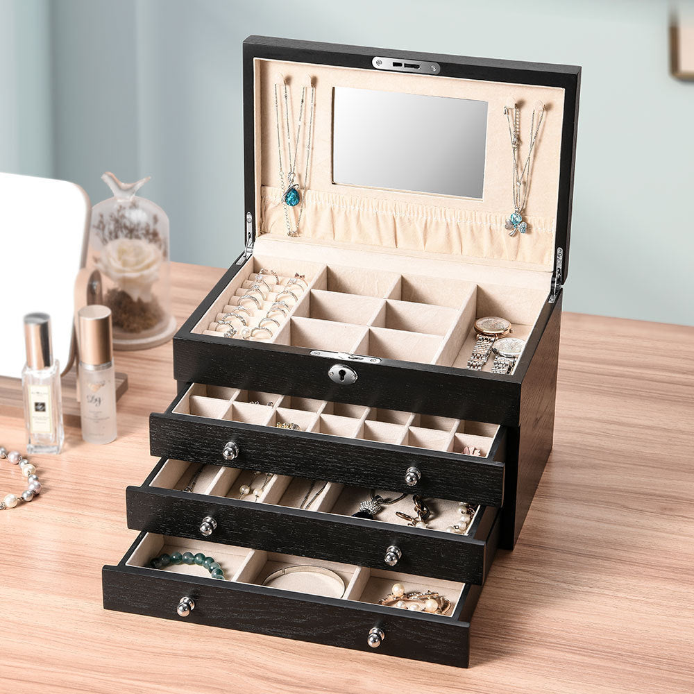 Boîte de rangement en bois pour bijoux et cosmétiques Princess