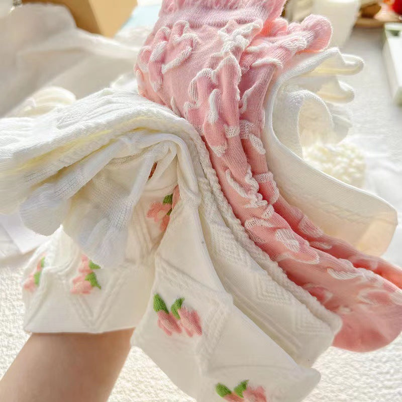 Chaussettes mi-hautes en dentelle de style japonais pour femmes