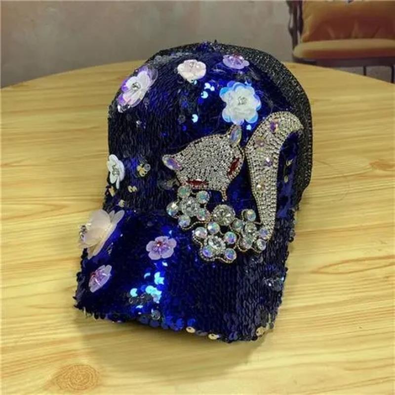 Sombrero de verano con flores de zorro y diamantes de imitación