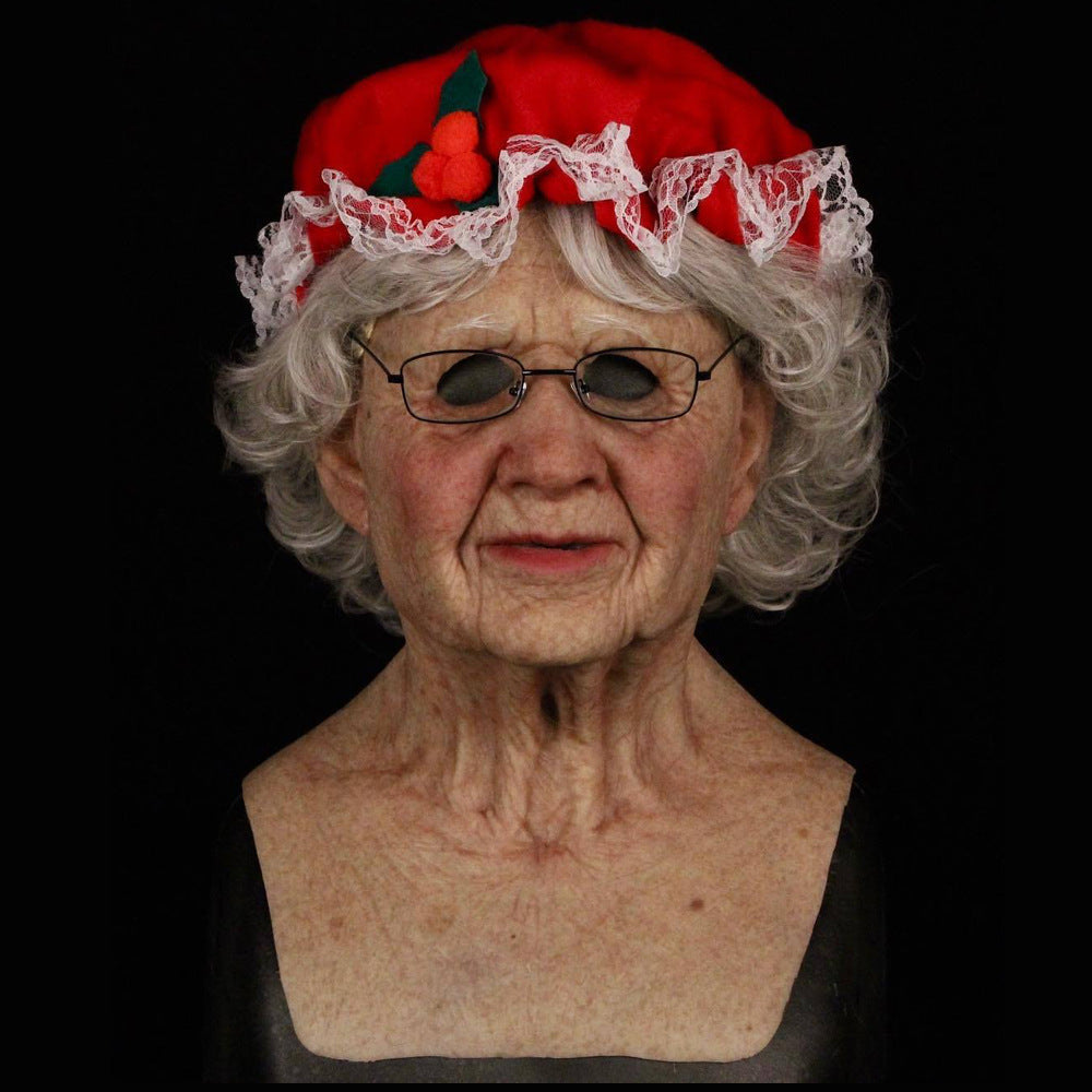 Máscara blanca vieja, calva, vieja, de látex, accesorio divertido para cosplay de Halloween