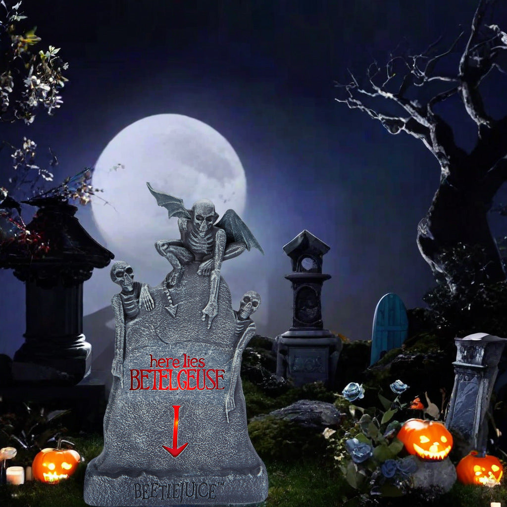 Ornements d'atmosphère d'horreur de pierre tombale de crâne de fantôme lumineux d'Halloween