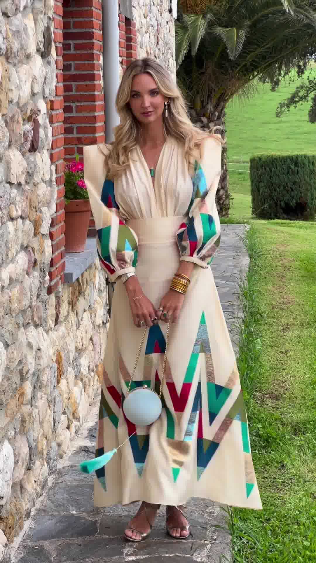 Diseño de impresión Temperamento de moda Estilo de desplazamiento Vestido Traje Vestido Mujer
