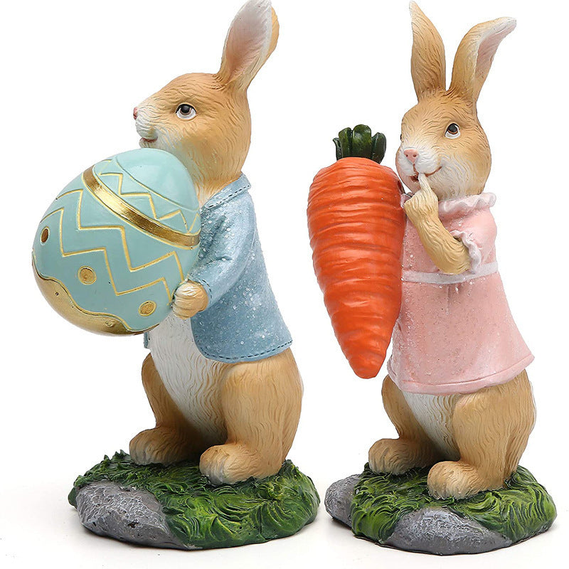Statue artisanale en forme d'œuf de lapin de Pâques