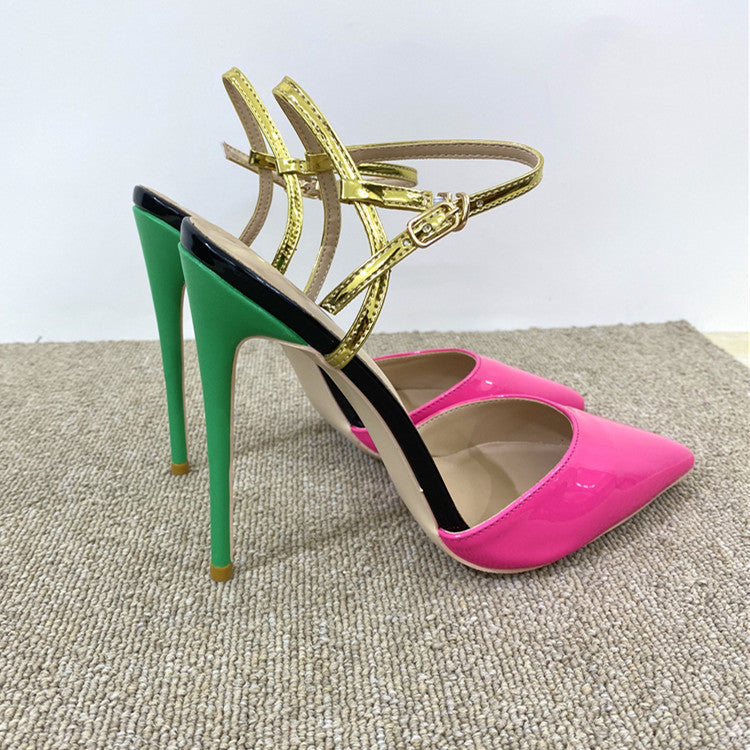 Sandales à brides colorées à talons aiguilles pour femmes