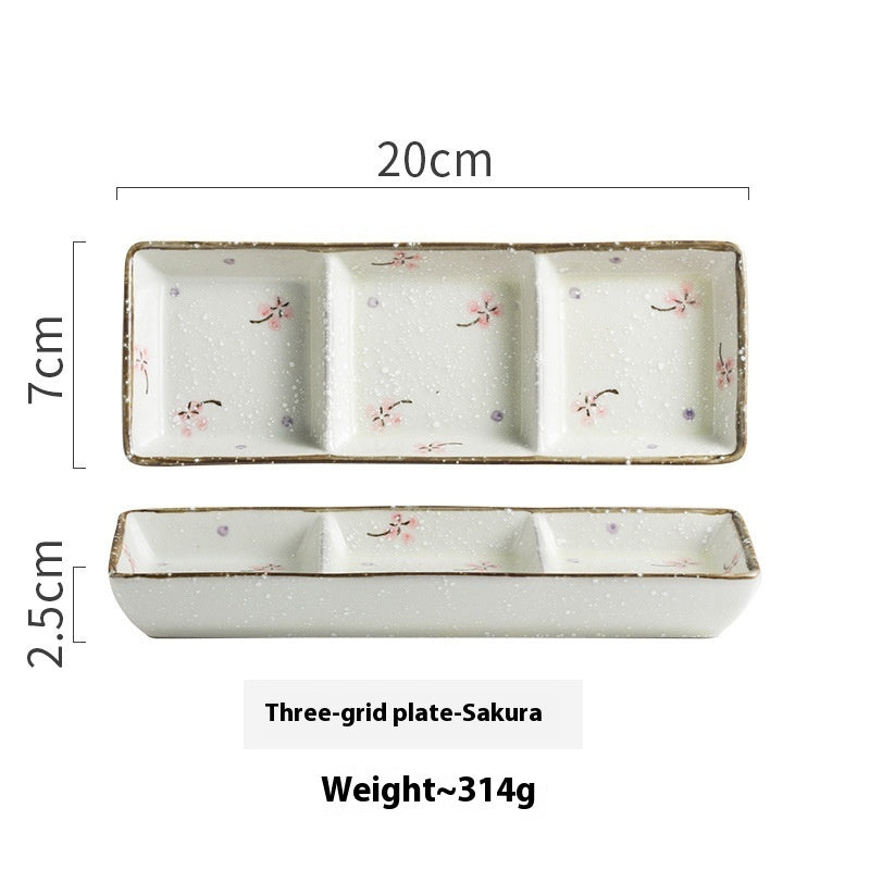 Featured Creative Style Three-grid Sushi Ceramic Disc