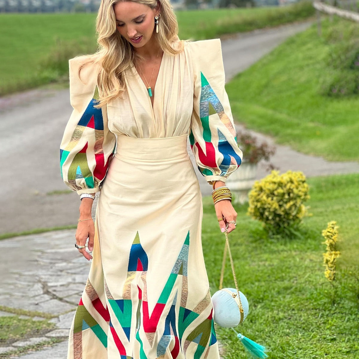 Diseño de impresión Temperamento de moda Estilo de desplazamiento Vestido Traje Vestido Mujer