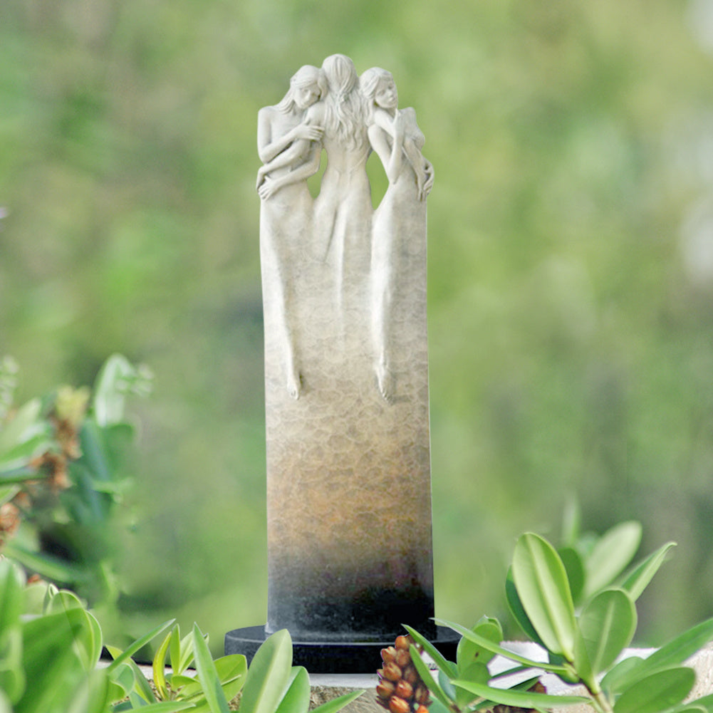Adorno de resina artesanal con estatua de tres diosas