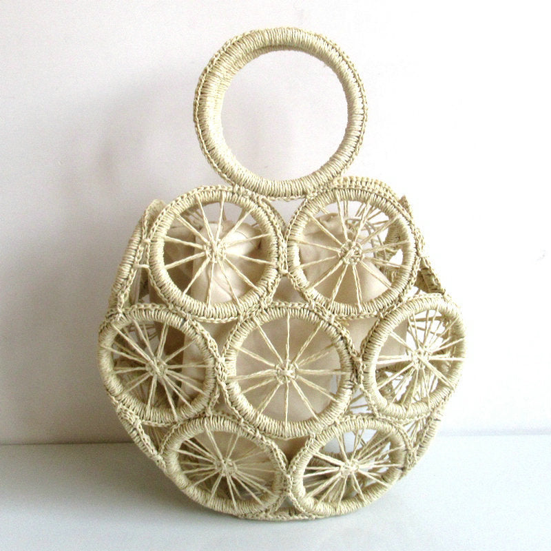 El nuevo bolso tejido con cuerda de papel hueco circular, paja diagonal