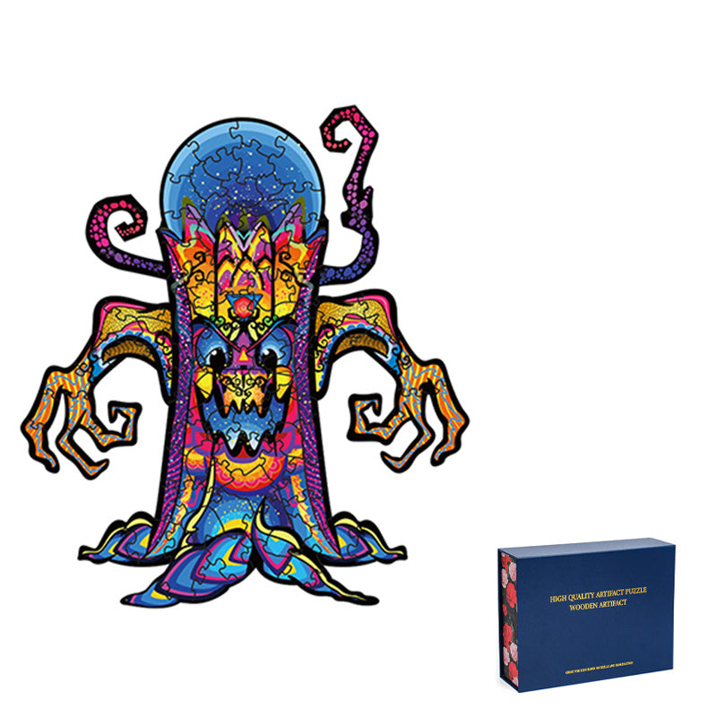 Puzzle animal en bois extraterrestre d'Halloween