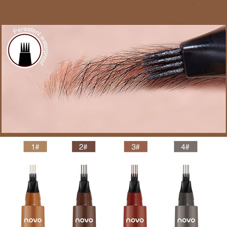 Crayon à sourcils liquide à quatre fourches tridimensionnel longue tenue