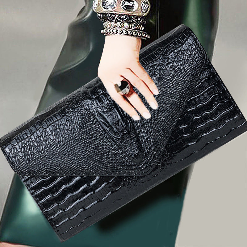 Women's Crocodile Pattern Clutch Bag