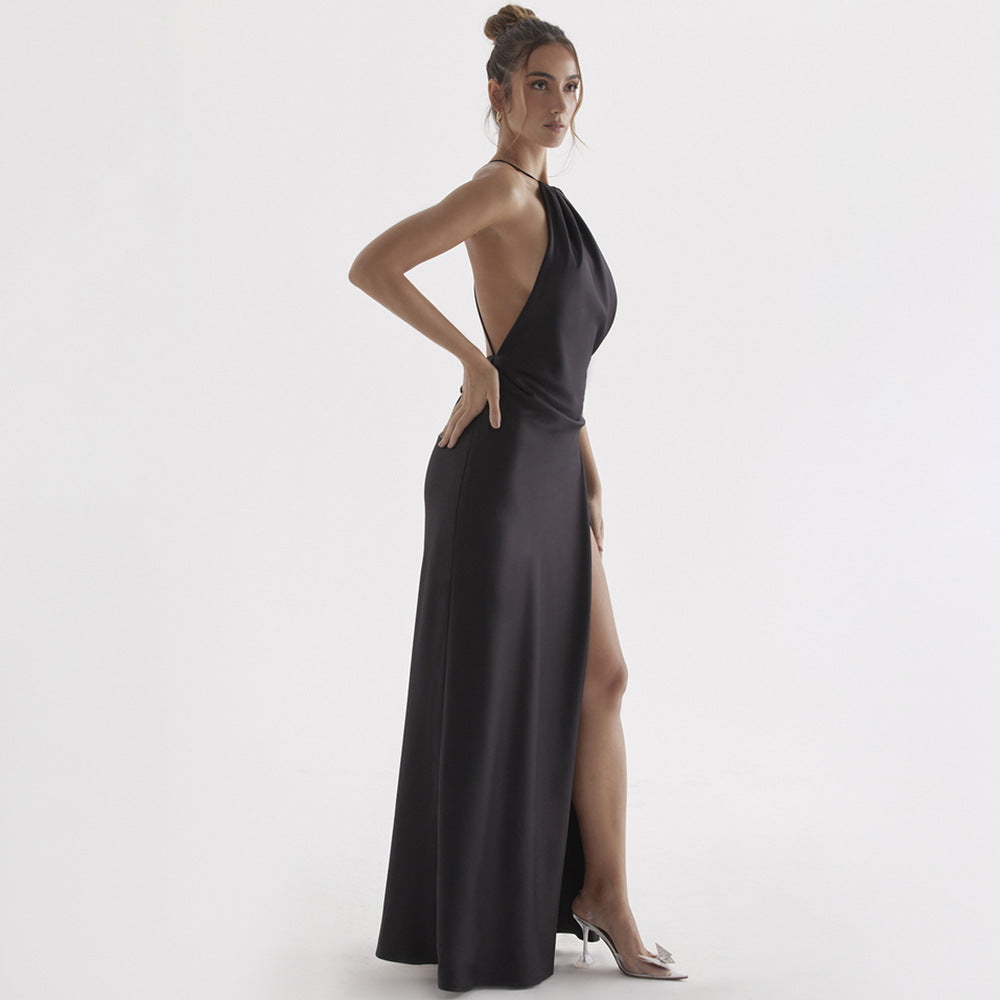Robe fendue dos nu à licou