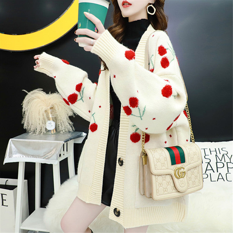 Cherry Sweater Knit Cardigan