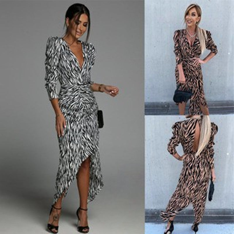 Robe irrégulière à imprimé élégant pour femme