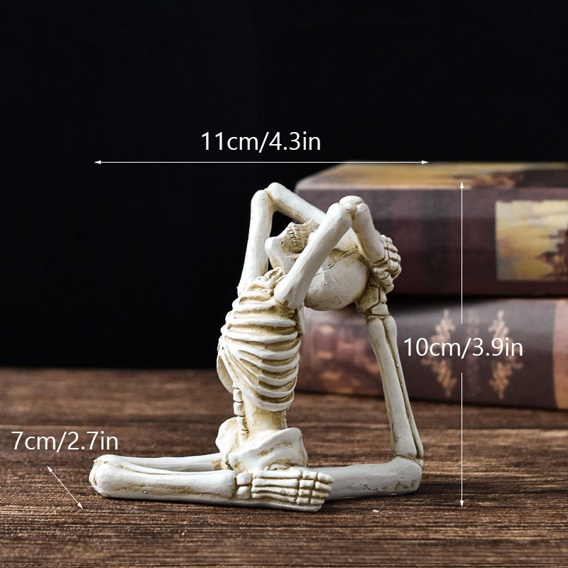Adornos de resina para decoración de escritorio de terror de Halloween, modelado de características, esqueleto de calavera de yoga