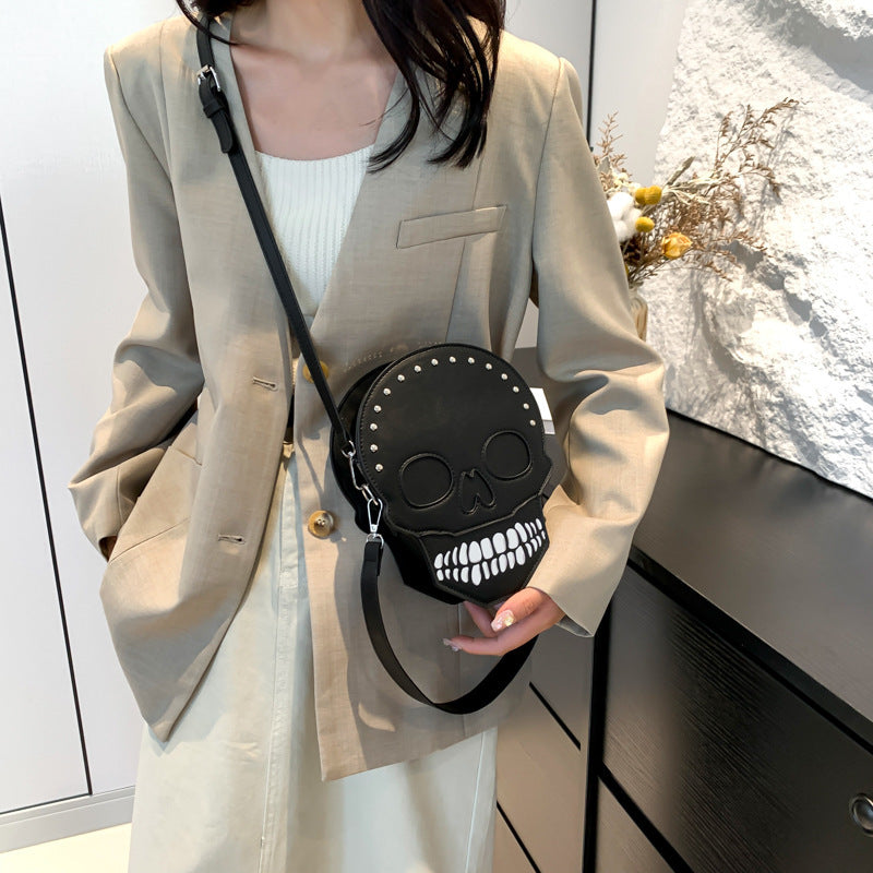 Sac bandoulière motif tête de mort pour Halloween, sac messager amusant et mignon, sac à bandoulière créatif pour femmes
