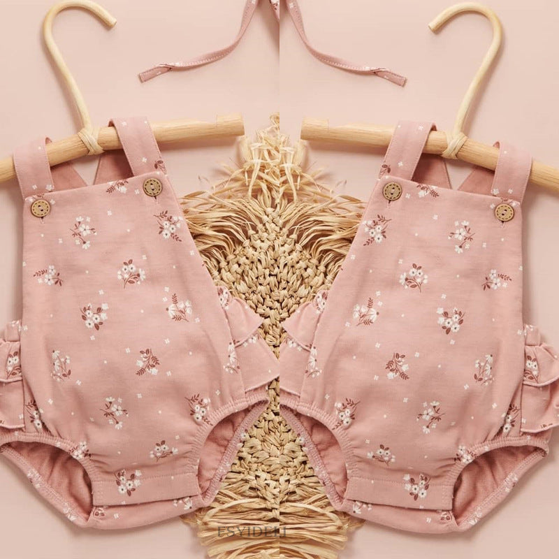 Body con tirantes y volantes con estampado de moda para niños