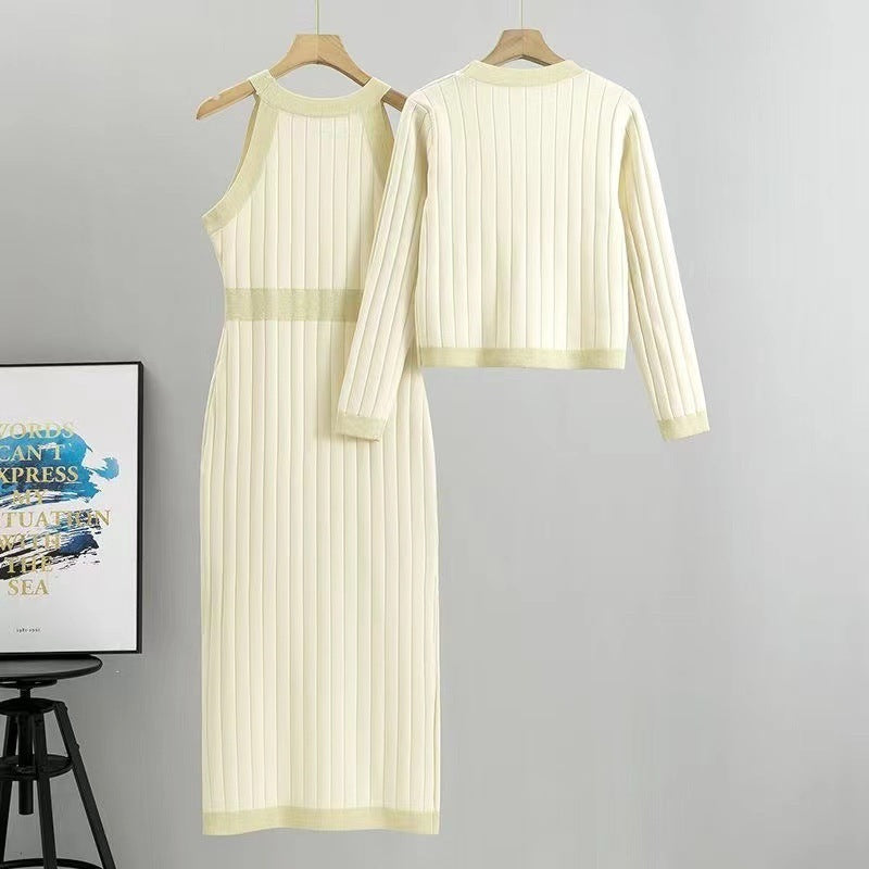 Pull deux pièces taille haute style français pour femme