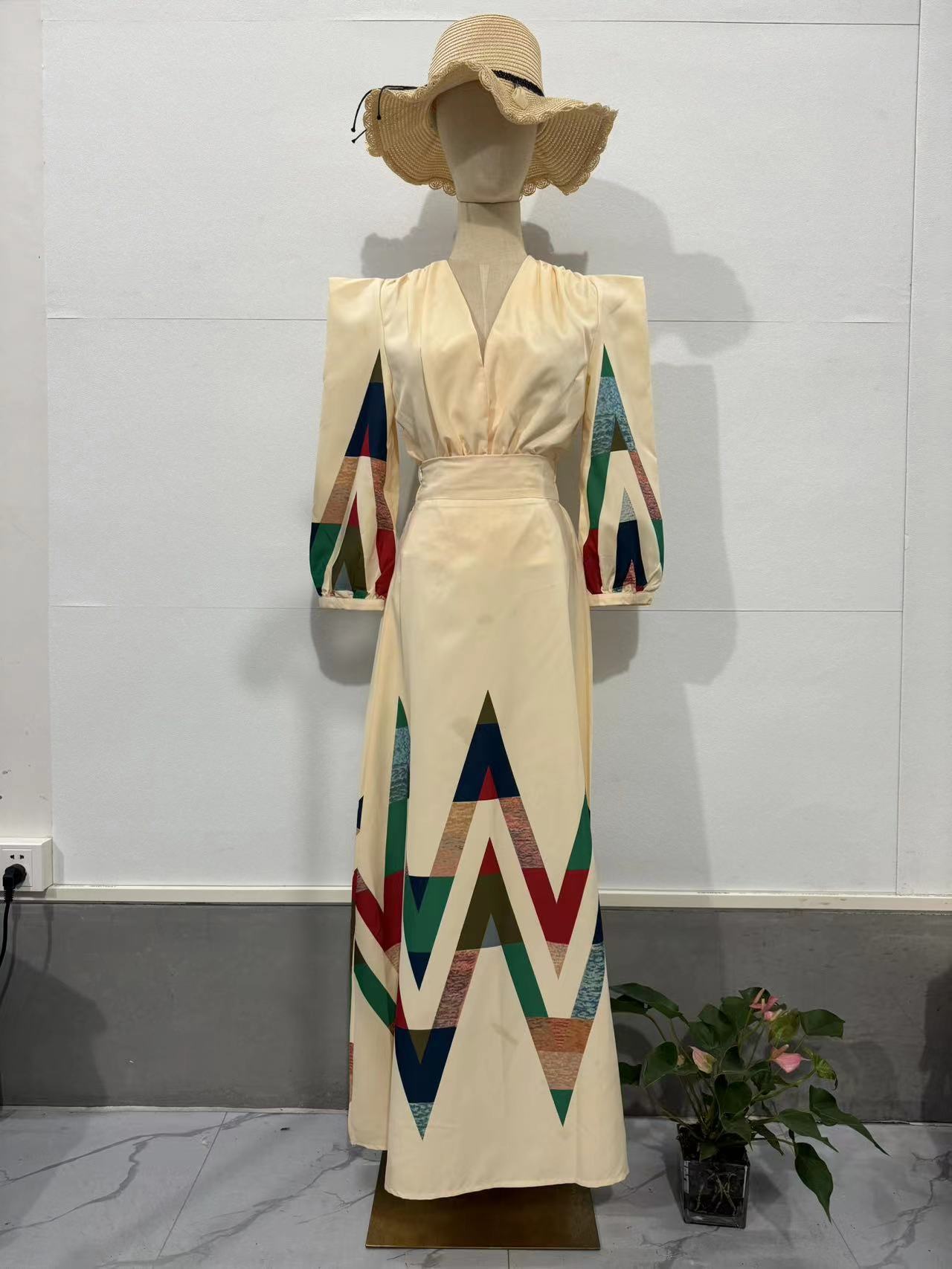 Diseño de impresión Temperamento de moda Estilo de desplazamiento Vestido Traje Vestido Mujer