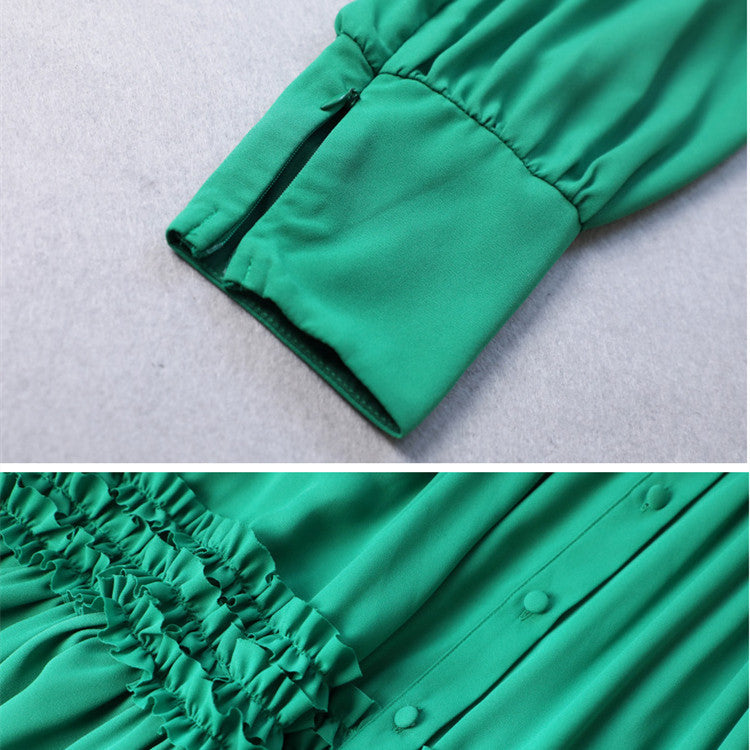Vestido camisero elegante de manga larga para mujer