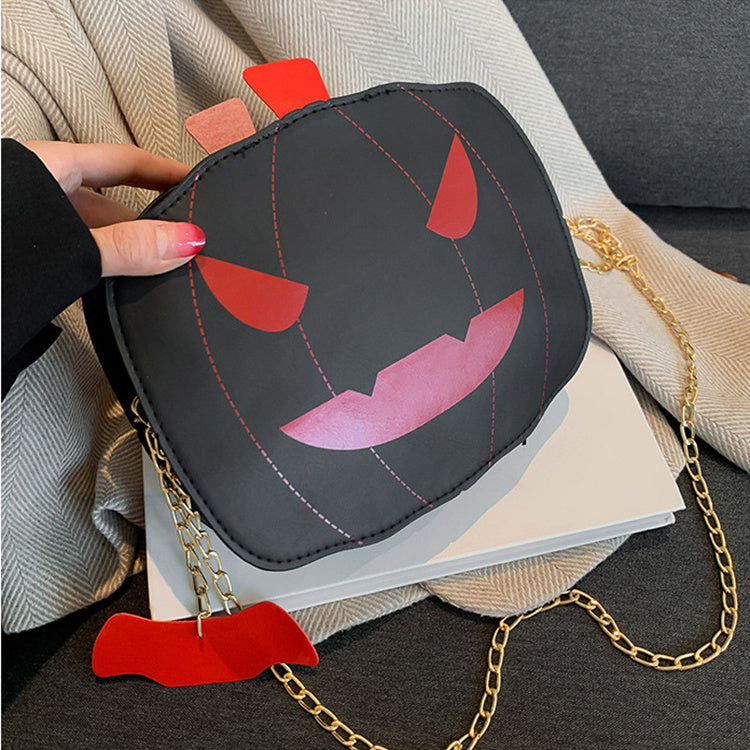 Sac à bandoulière citrouille d'Halloween pour filles, sac à bandoulière créatif et amusant avec chaîne pour femmes