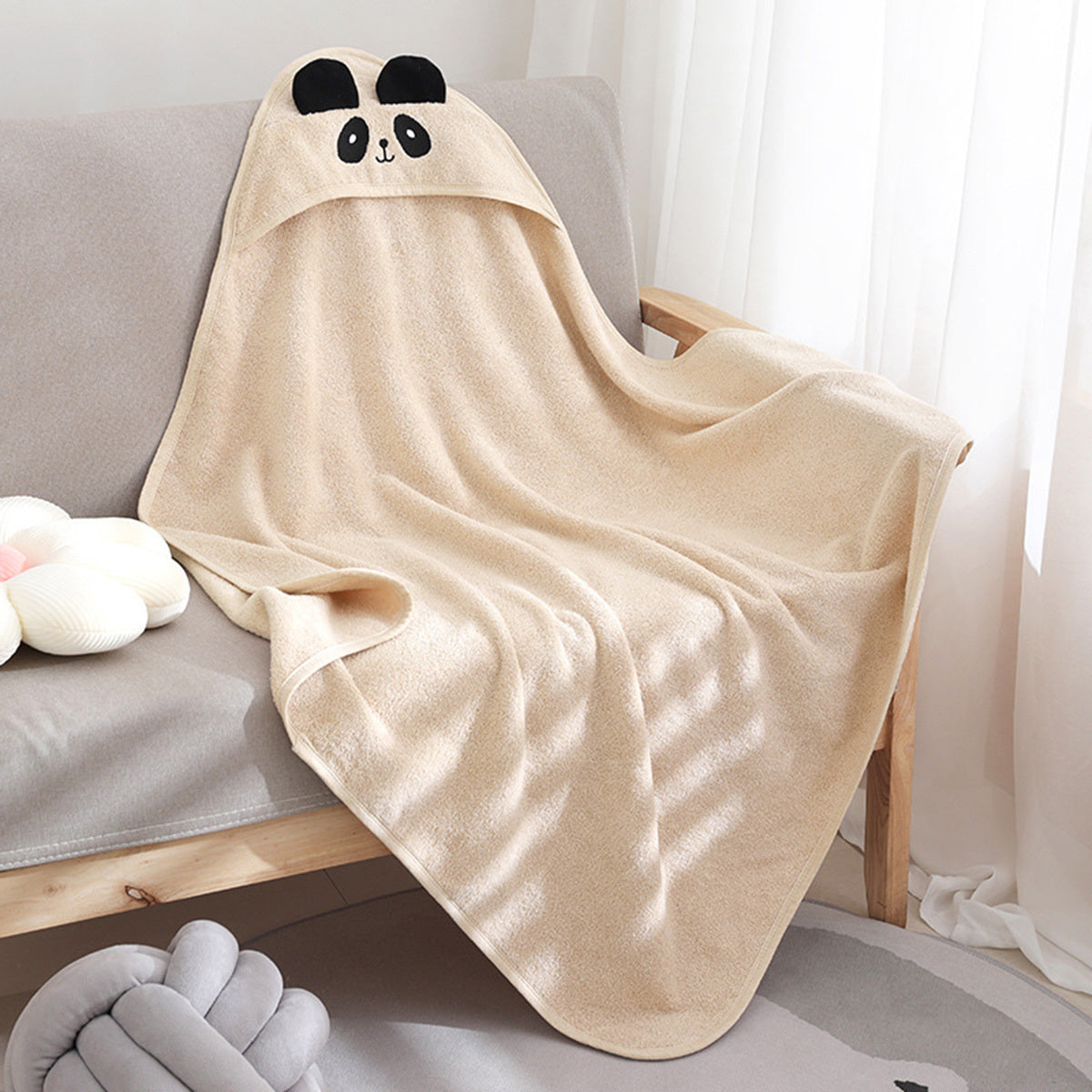 Serviette de bain absorbante en coton à capuche pour enfants, motif dessin animé mignon