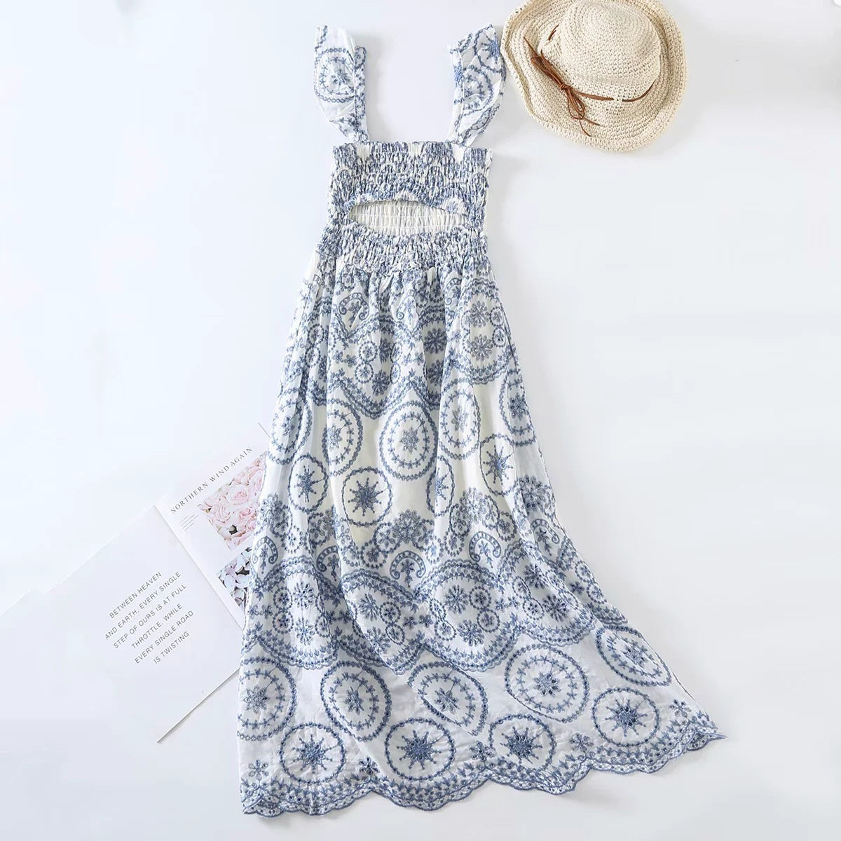 New European And American Holiday Style Embroidered Hollow Dress