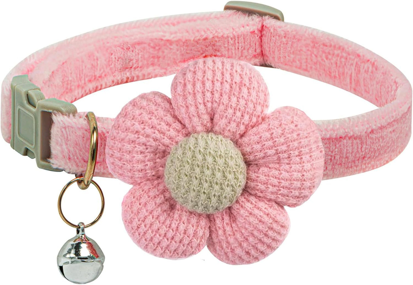 Collar para perro pequeño Collar para perro para niña con flor Collar para cachorro con cascabel Collar ajustable para perro pequeño