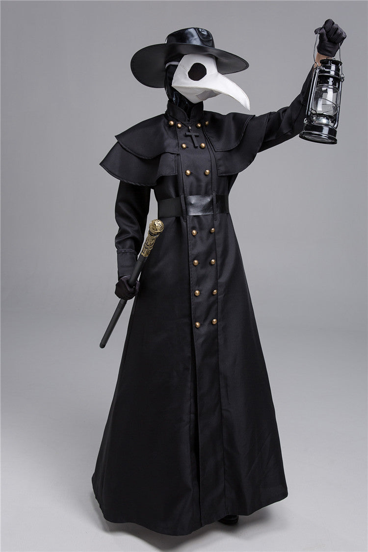Costume de héros du donjon sombre d'Halloween, costume de docteur de la peste à bouche de corbeau