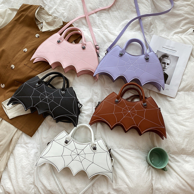Sacs à bandoulière en forme de toile d'araignée pour Halloween, sacs à main en PU de style Batgirl Tide, sac messager à la mode