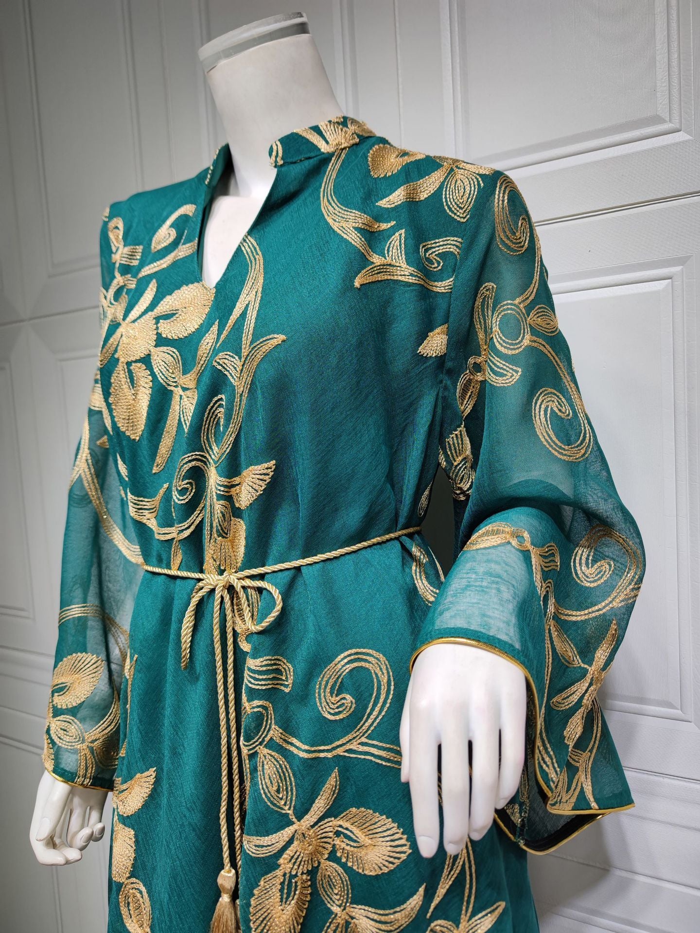 Robe en maille brodée arabe de Dubaï, mode musulmane pour dîner et fête