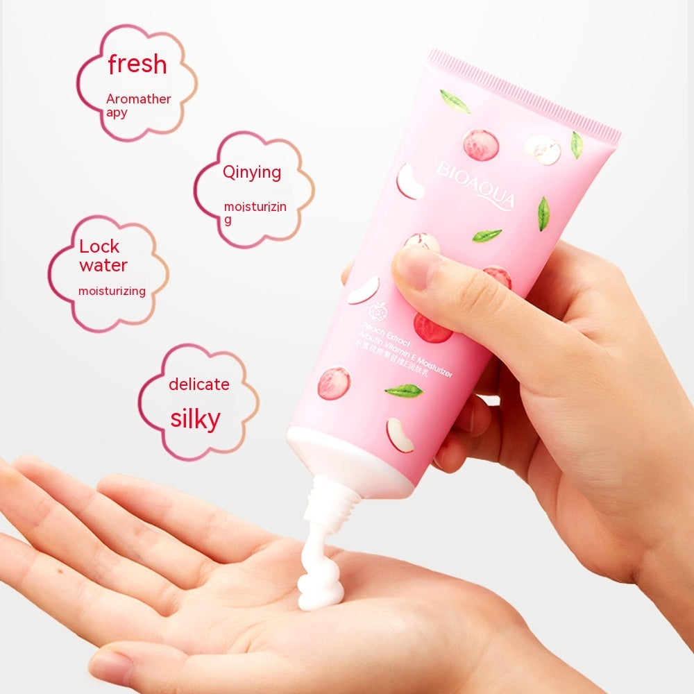 Lotion corporelle douce et hydratante à la pêche, aux bactéries lactiques et à la vitamine E