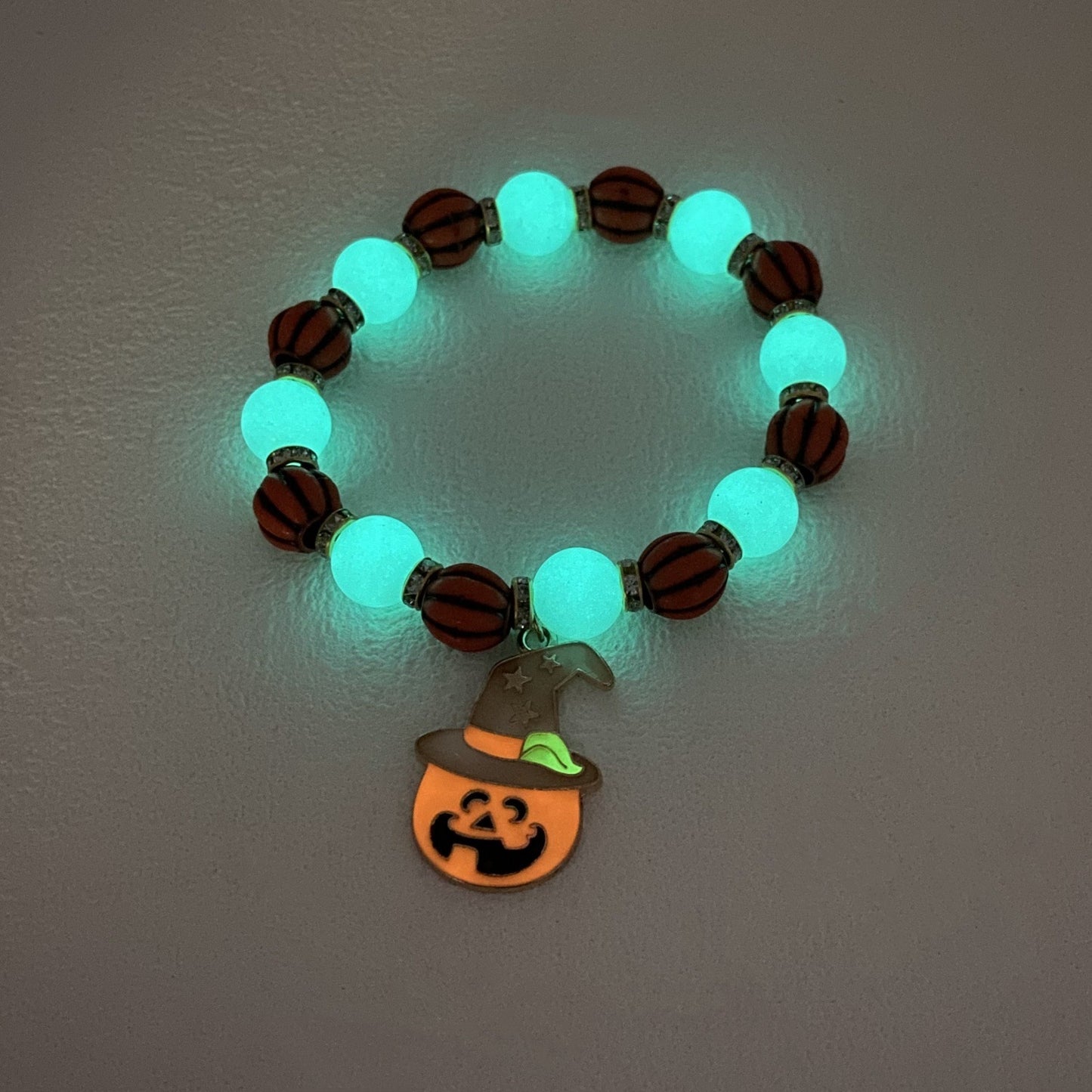 Bracelet d'Halloween avec tête de citrouille et fantôme lumineux