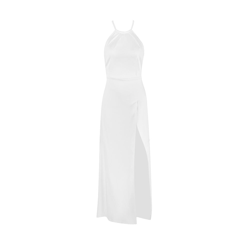 Robe fendue dos nu à licou