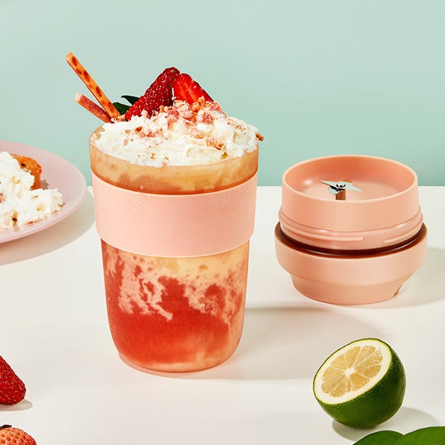 Licuadora portátil recargable con 4 cuchillas para batidos y licuados, 400 ml, taza exprimidora para frutas frescas
