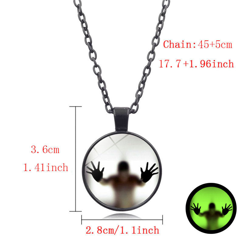 Collier rond lumineux Halloween personnalité clavicule pendentif chaîne de pull vintage accessoires de bijoux de mode