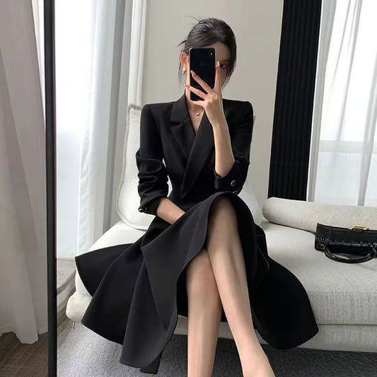 French Style Temperament Waist-controlled Slimming High-grade Black Skirt