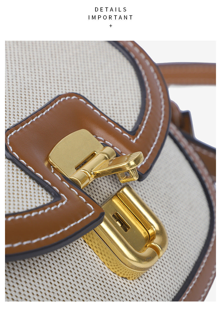 New Saddle Bag Commuter Shoulder Canvas Contrast Color Square Bag