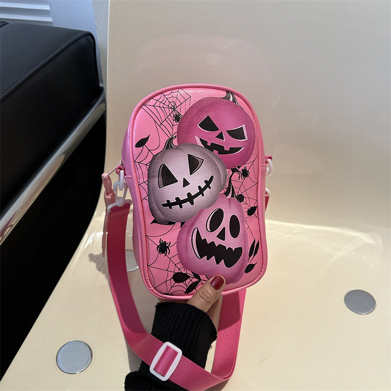 Sac à bandoulière pour téléphone portable avec motif graffiti d'Halloween pour filles, motif citrouille, fantôme, chauve-souris, amusant, pour femmes, mini sacs à bandoulière créatifs