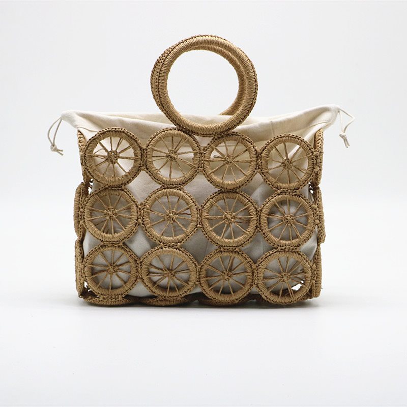 El nuevo bolso tejido con cuerda de papel hueco circular, paja diagonal