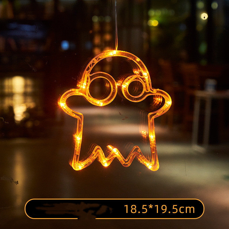 Luces LED colgantes para ventana de Halloween, luces colgantes de calabaza y araña, luces de ambiente de terror fantasma, luces decorativas para fiestas navideñas, decoración del hogar
