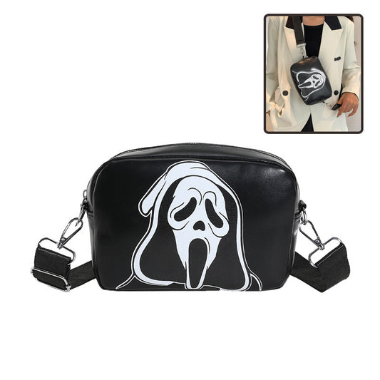 Petit sac carré imprimé Halloween, motif tête de mort, citrouille, chauve-souris, toile d'araignée, sac à bandoulière tendance
